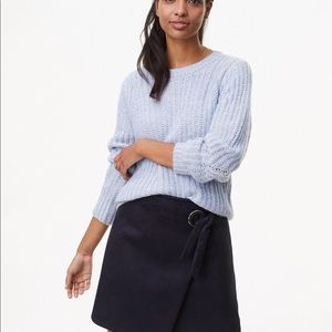 Loft, slouchy stitched sweater, light blue, small